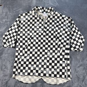 Lee Andersen Couture Women's Collared Black And White Shirt 3/4 Sleeve Size P